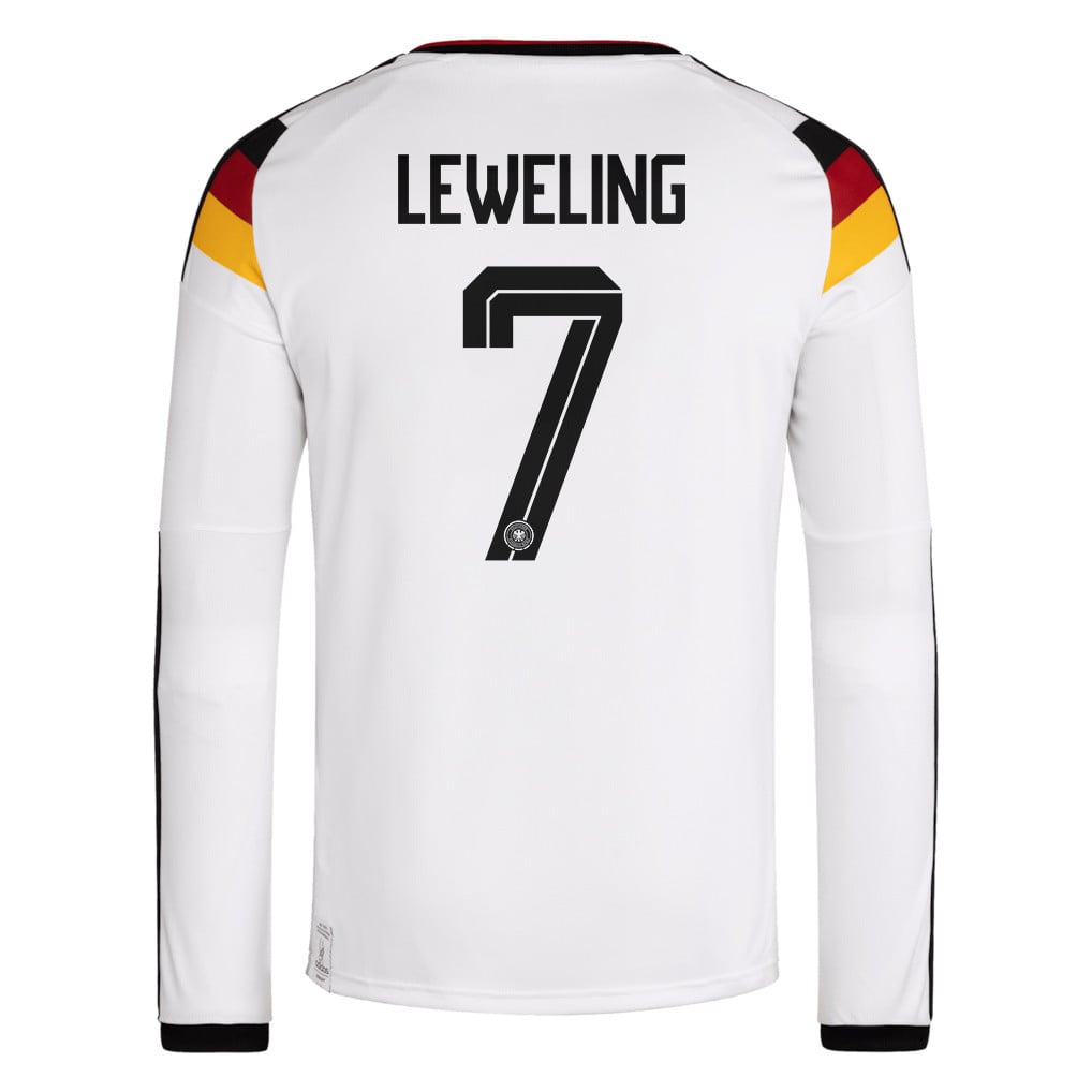 Jamie Leweling 7 Germany National Team 2026 Home Long Sleeve Jersey - White