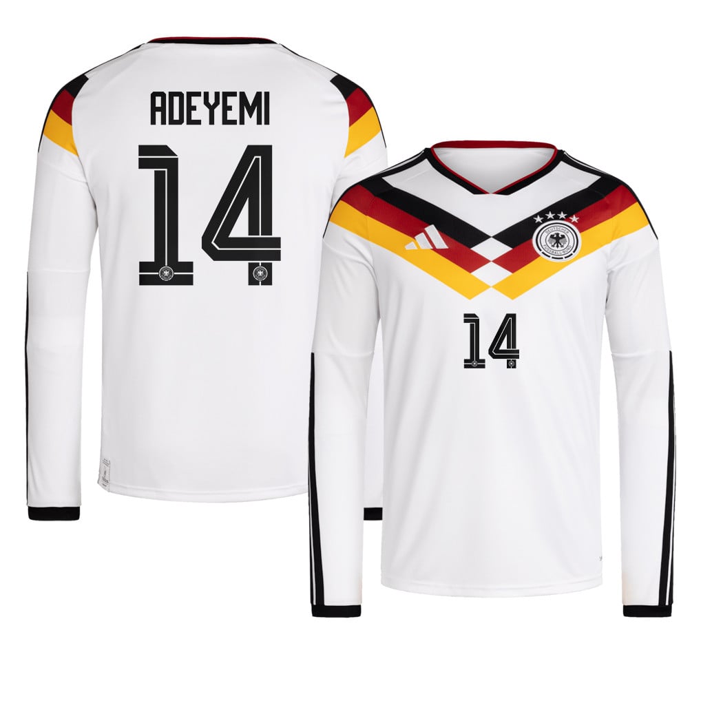 Karim Adeyemi 14 Germany National Team 2026 Home Long Sleeve Jersey - White