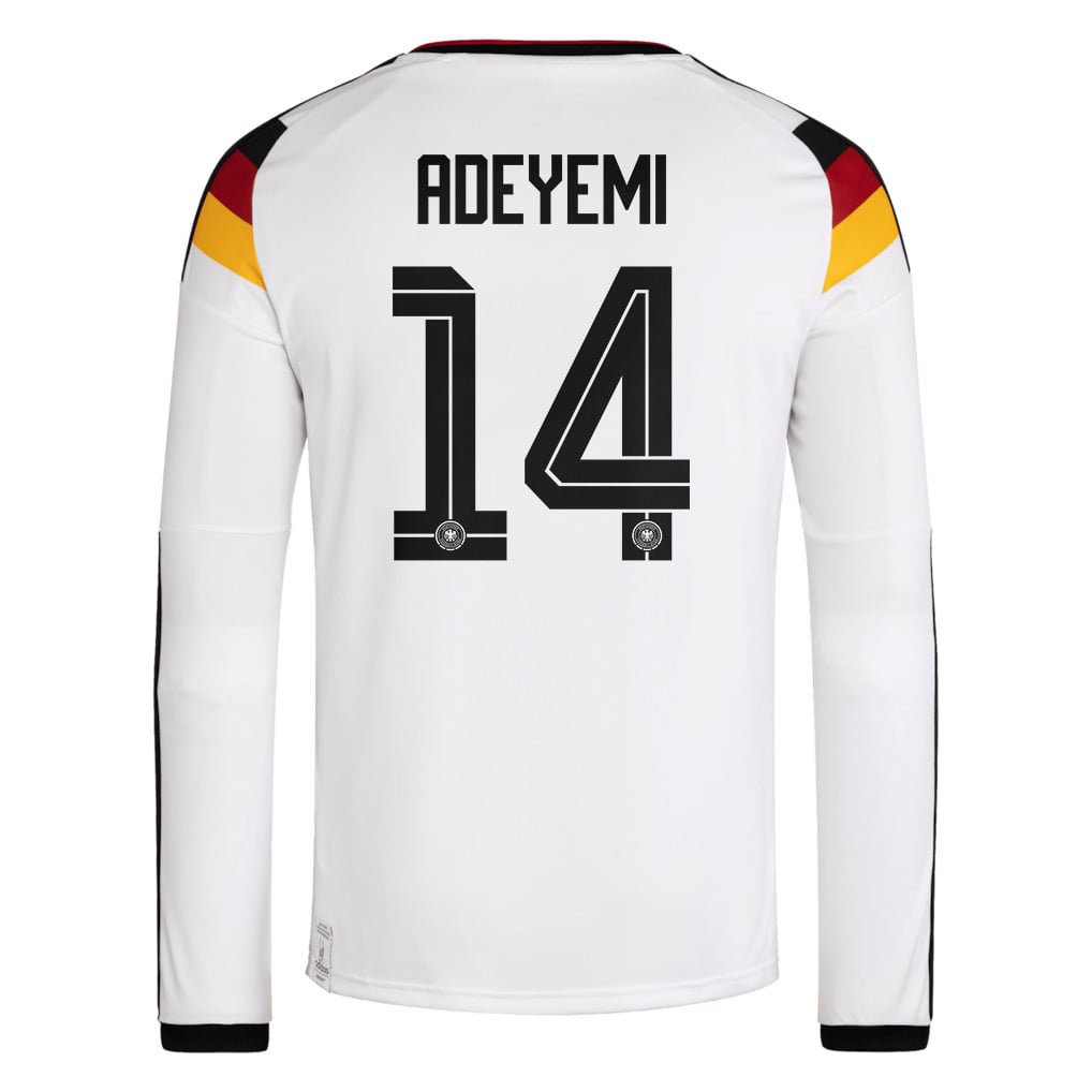 Karim Adeyemi 14 Germany National Team 2026 Home Long Sleeve Jersey - White