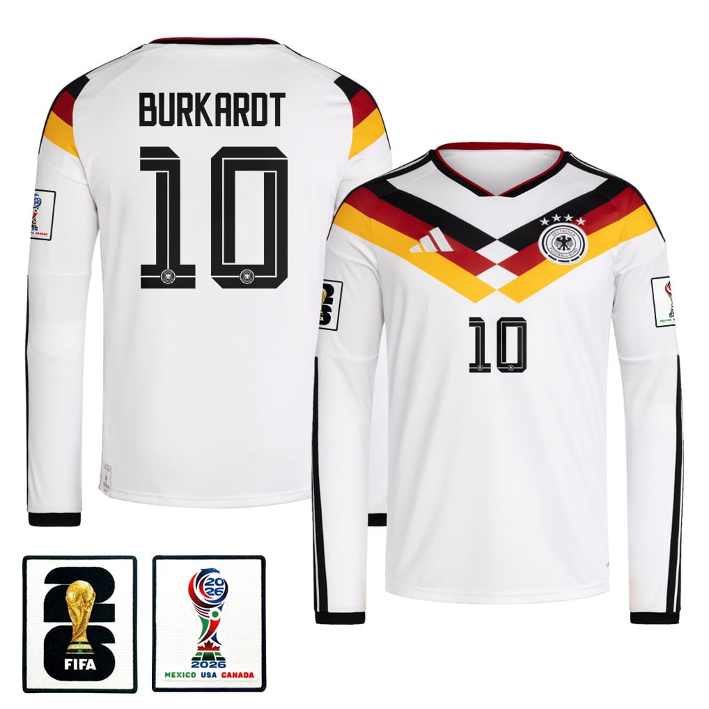 Jonathan Burkardt 10 Germany National Team 2026 Home Long Sleeve Jersey - White