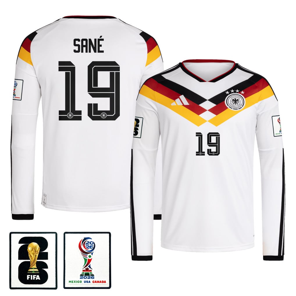 Leroy Sané 19 Germany National Team 2026 Home Long Sleeve Jersey - White