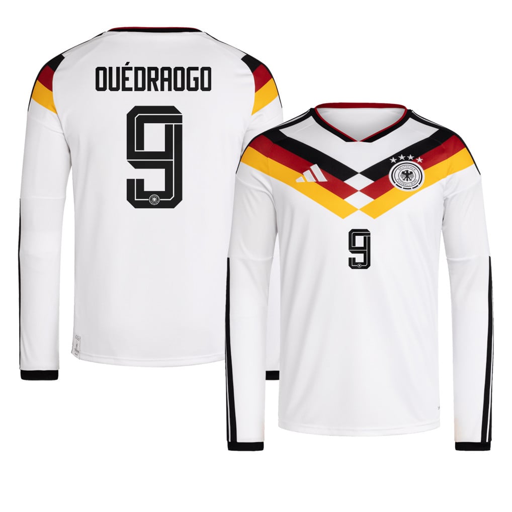 Assan Ouédraogo 9 Germany National Team 2026 Home Long Sleeve Jersey - White