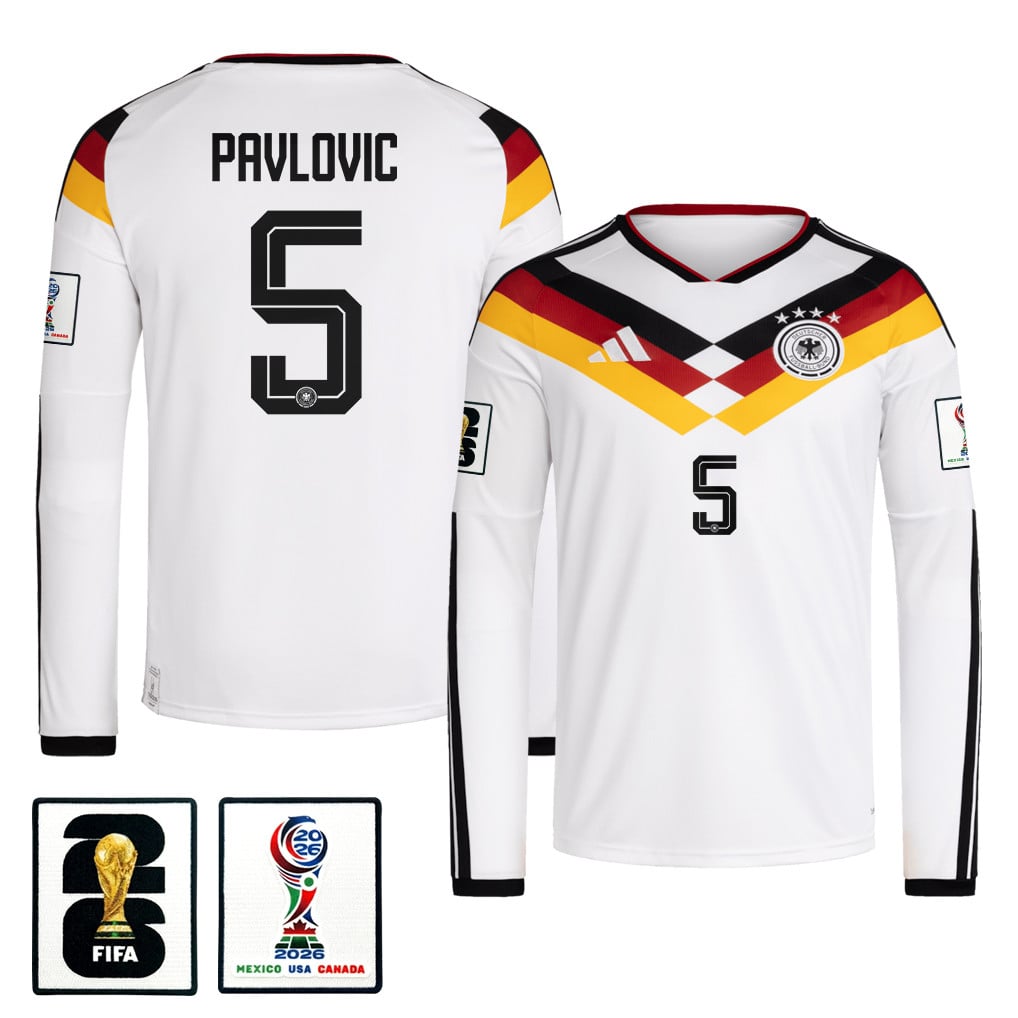 Aleksandar Pavlovic 5 Germany National Team 2026 Home Long Sleeve Jersey - White