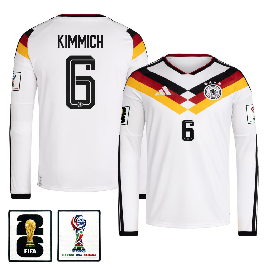 Joshua Kimmich 6 Germany National Team 2026 Home Long Sleeve Jersey - White
