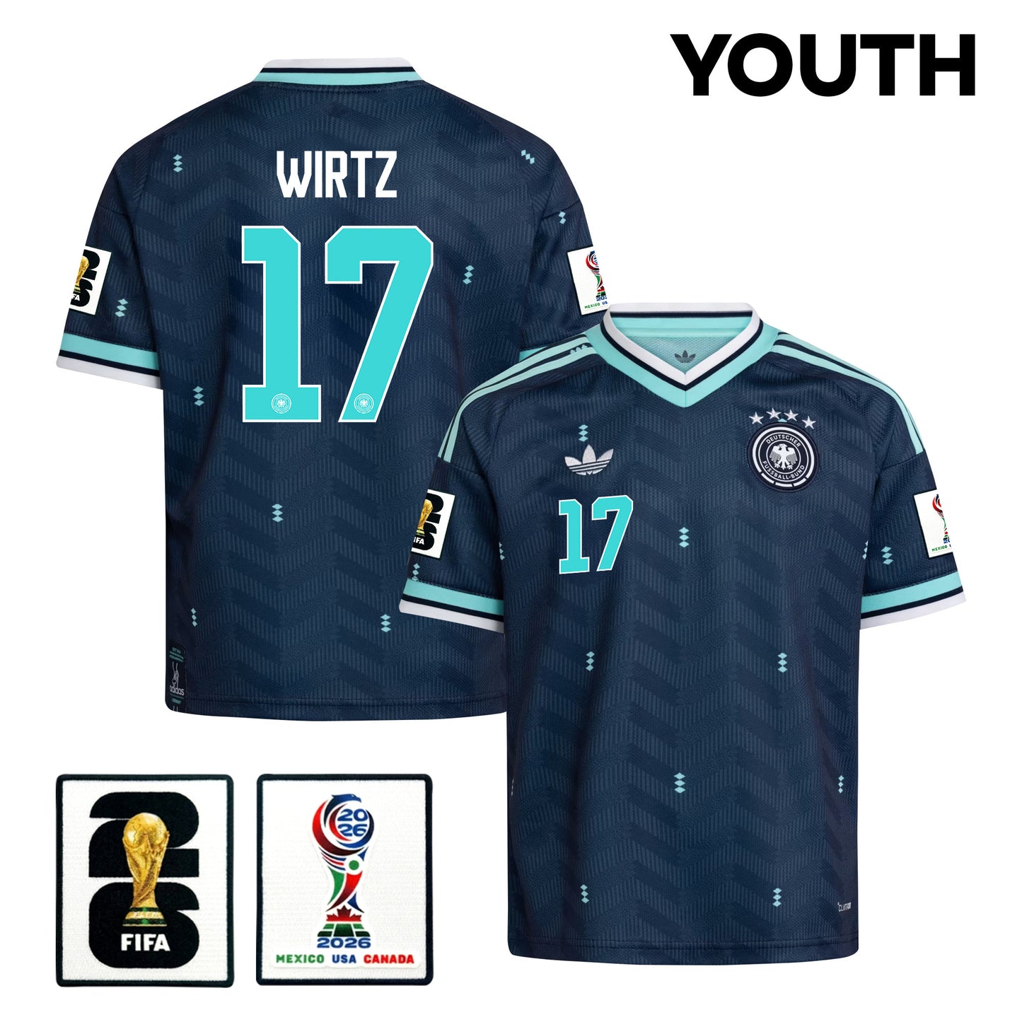 Florian Wirtz 17 Youth Germany National Team 2026 Away Jersey - Navy