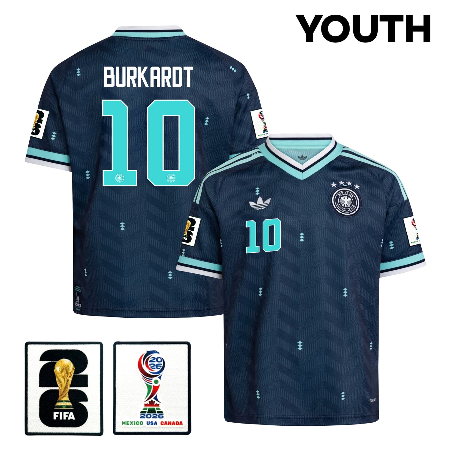 Jonathan Burkardt 10 Youth Germany National Team 2026 Away Jersey - Navy