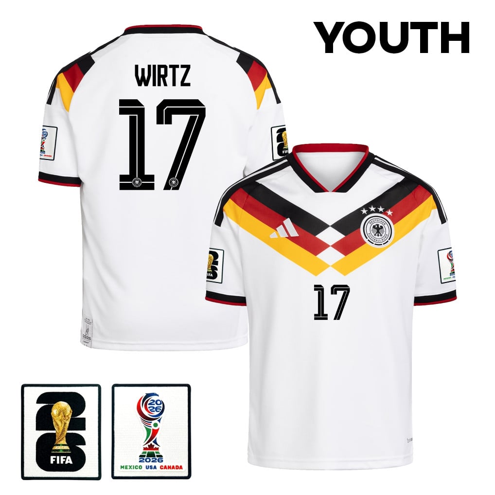 Florian Wirtz 17 Youth Germany National Team 2026 Home Jersey - White