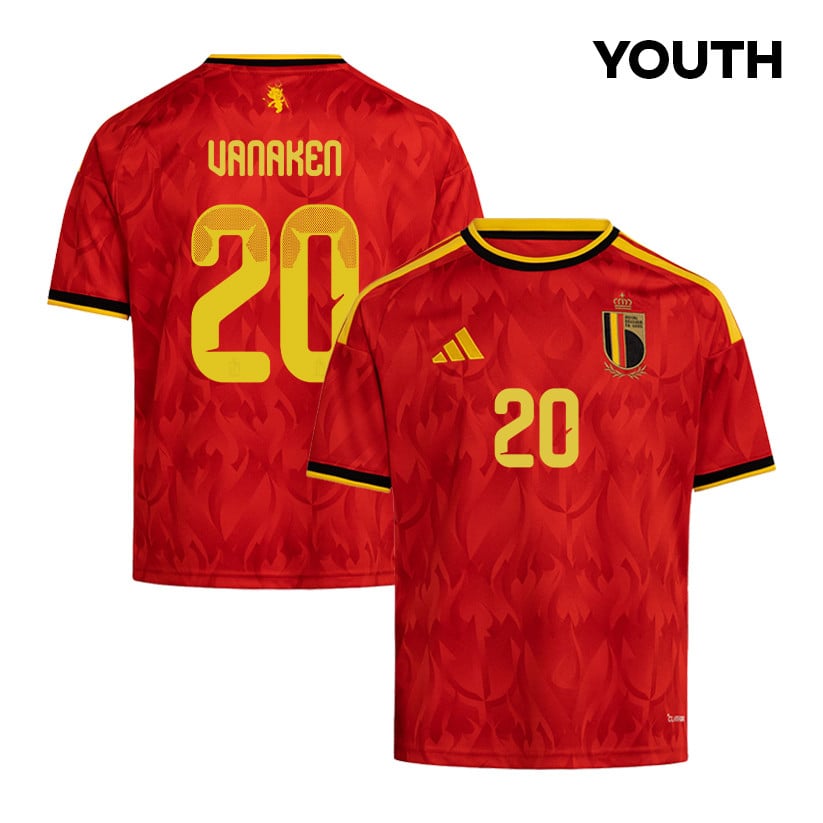 Hans Vanaken 20 Youth Belgium National Team 2026 Home Jersey - Red