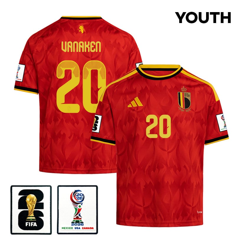 Hans Vanaken 20 Youth Belgium National Team 2026 Home Jersey - Red