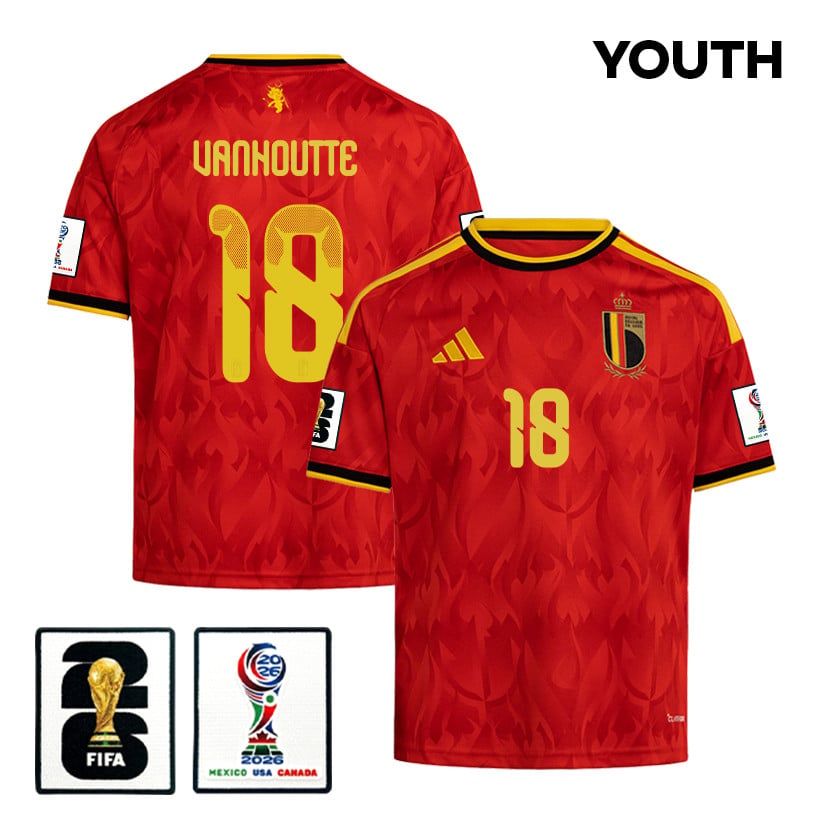 Charles Vanhoutte 18 Youth Belgium National Team 2026 Home Jersey - Red