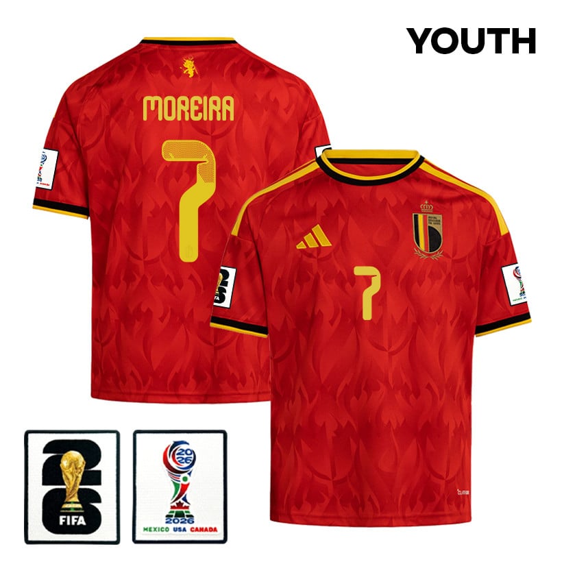 Diego Moreira 7 Youth Belgium National Team 2026 Home Jersey - Red