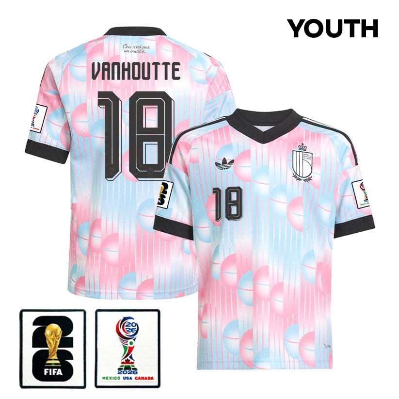 Charles Vanhoutte 18 Youth Belgium National Team 2026 Away Jersey - Light Blue