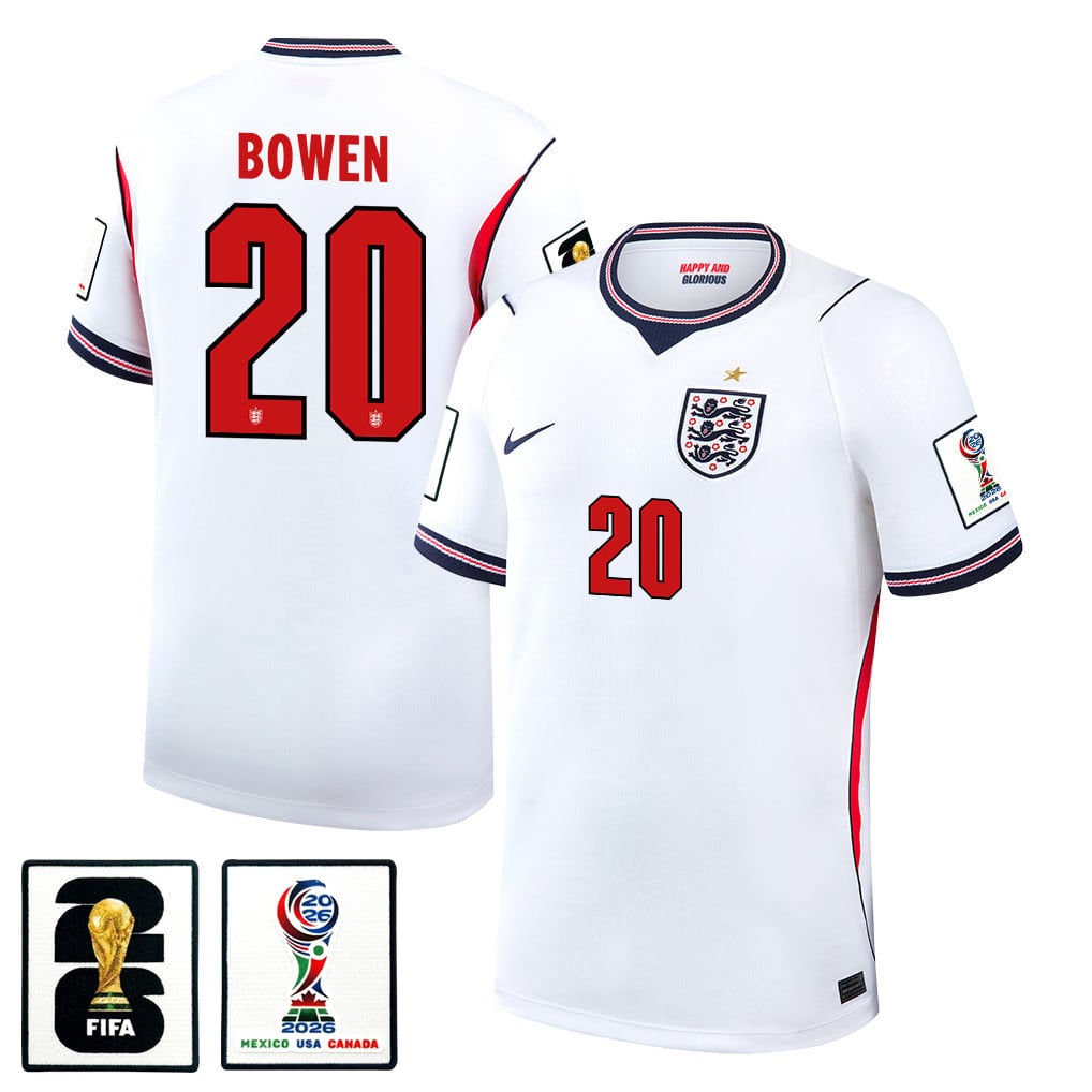 Jarrod Bowen 20 England National Team 2026 x World Cup Patch Home Jersey - White, Men