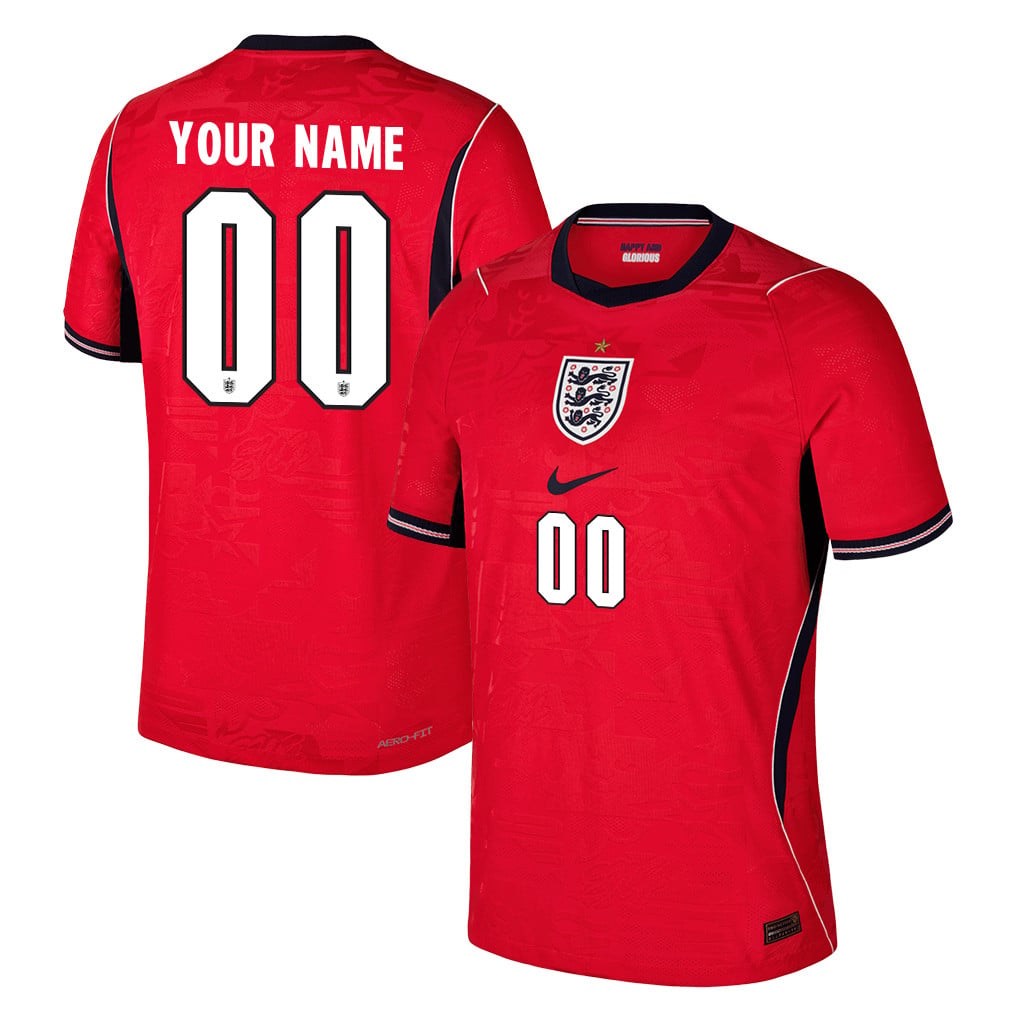 England National Team 2026 Away Jersey - Personalized - Red, Men