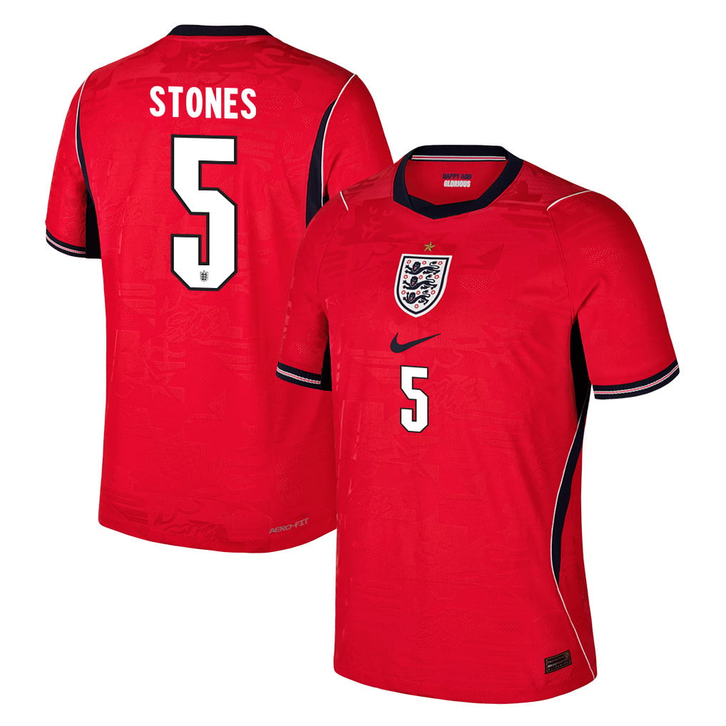 John Stones 5 England National Team 2026 Away Jersey - Red, Men