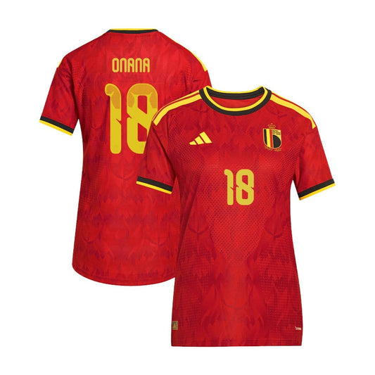 Amadou Onana 18 Women's Belgium National Team 2026 Home Jersey - Red