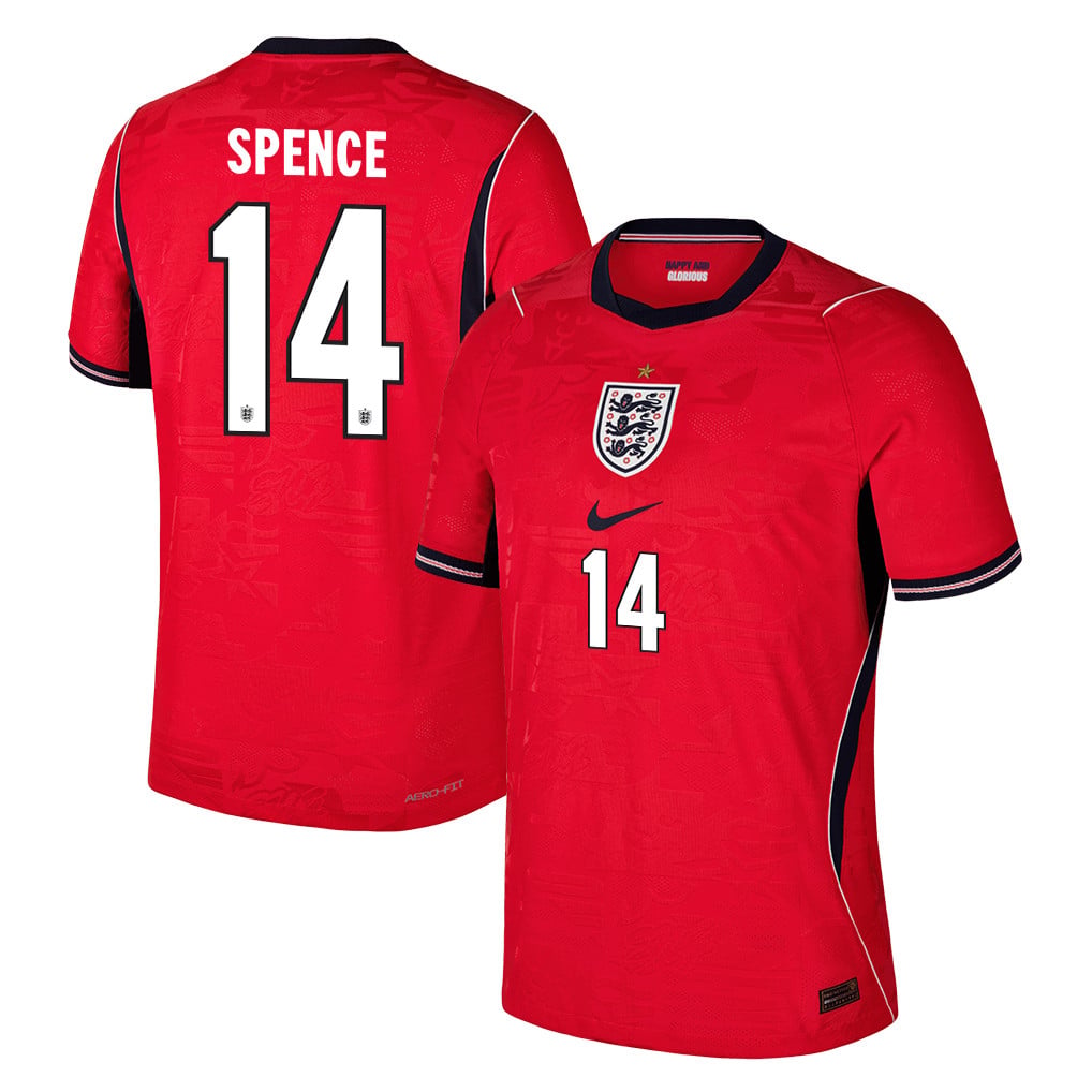 Djed Spence 14 England National Team 2026 Away Jersey - Red, Men