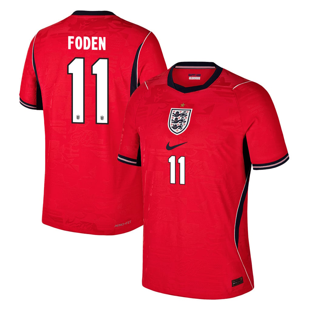 Phil Foden 11 England National Team 2026 Away Jersey - Red, Men