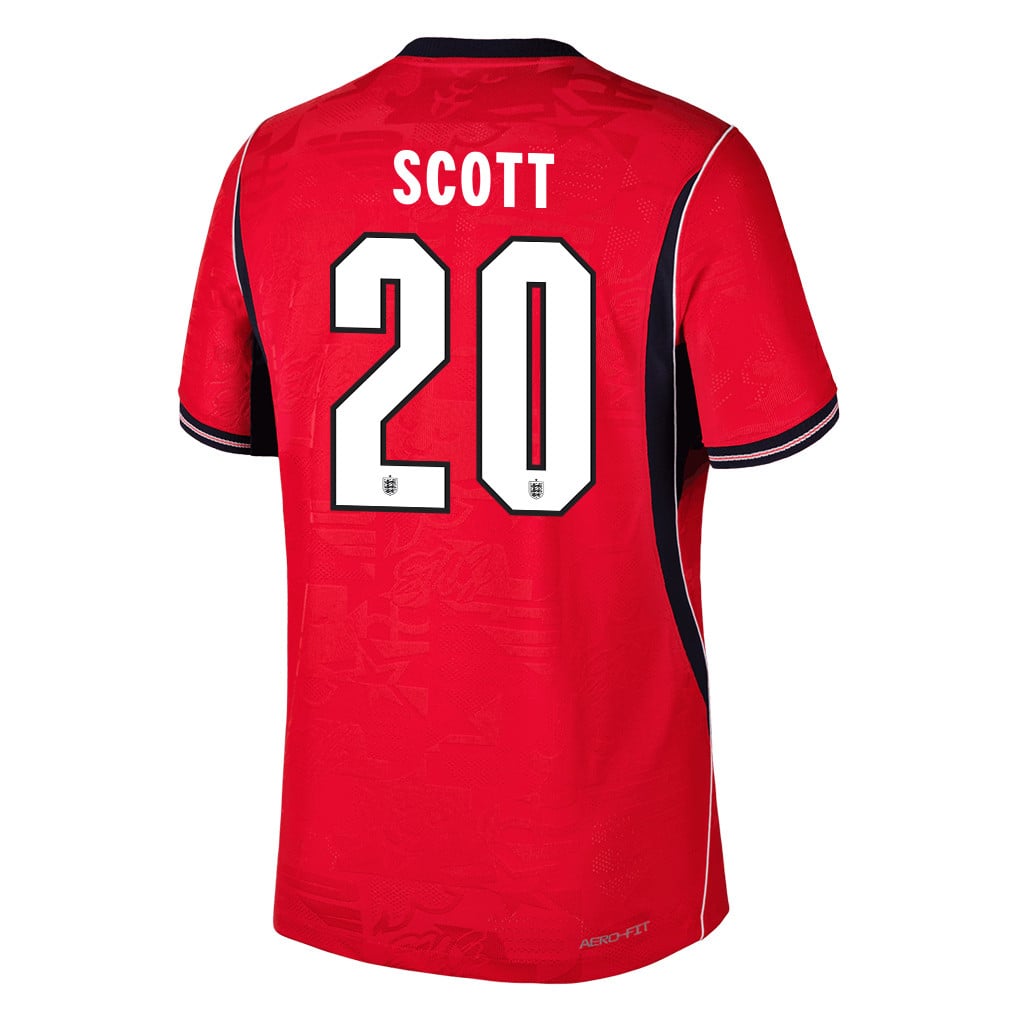 Alex Scott 20 England National Team 2026 Away Jersey - Red, Men