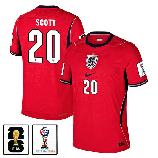 Alex Scott 20 England National Team 2026 x World Cup Patch Away Jersey - Red, Men