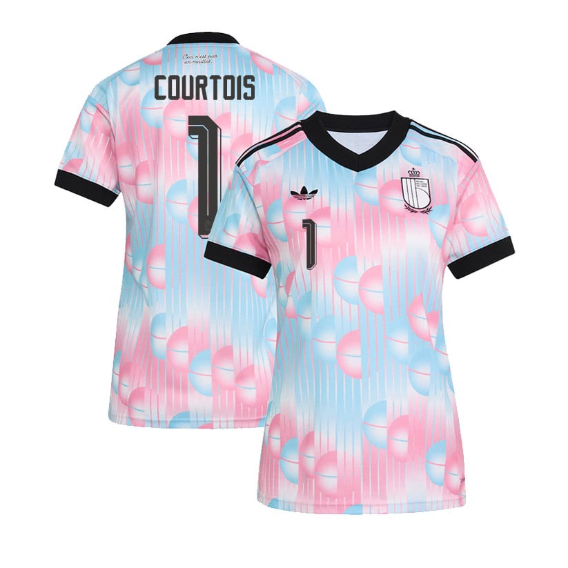Thibaut Courtois 1 Women's Belgium National Team 2026 Away Jersey - Light Blue