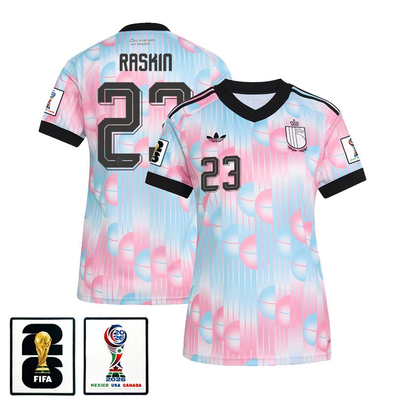 Nicolas Raskin 23 Women's Belgium National Team 2026 Away Jersey - Light Blue