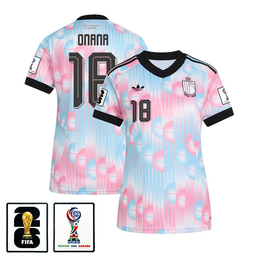 Amadou Onana 18 Women's Belgium National Team 2026 Away Jersey - Light Blue