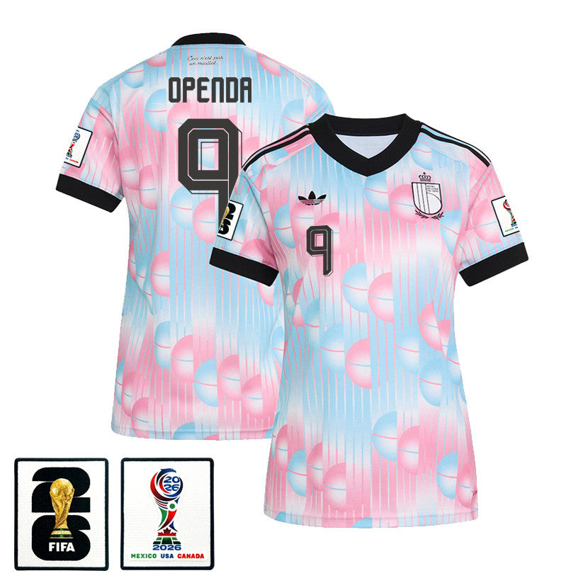 Loïs Openda 9 Women's Belgium National Team 2026 Away Jersey - Light Blue