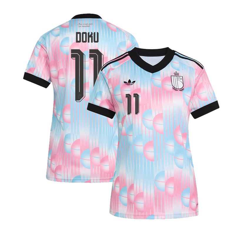 Jérémy Doku 11 Women's Belgium National Team 2026 Away Jersey - Light Blue