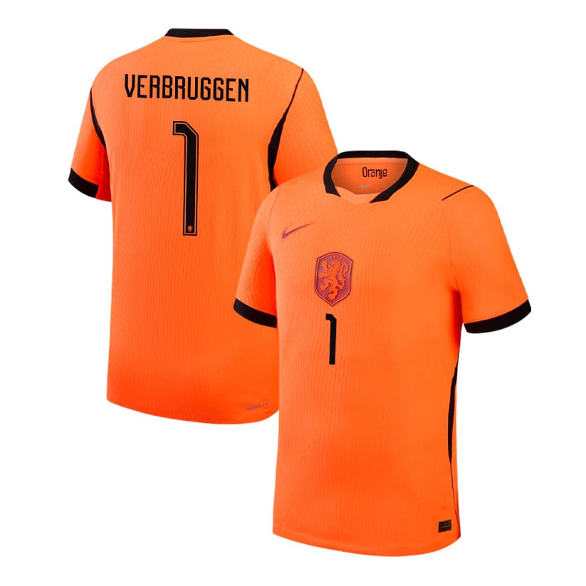 Bart Verbruggen 1 Netherlands National Team 2026 Home Jersey - Orange, Men