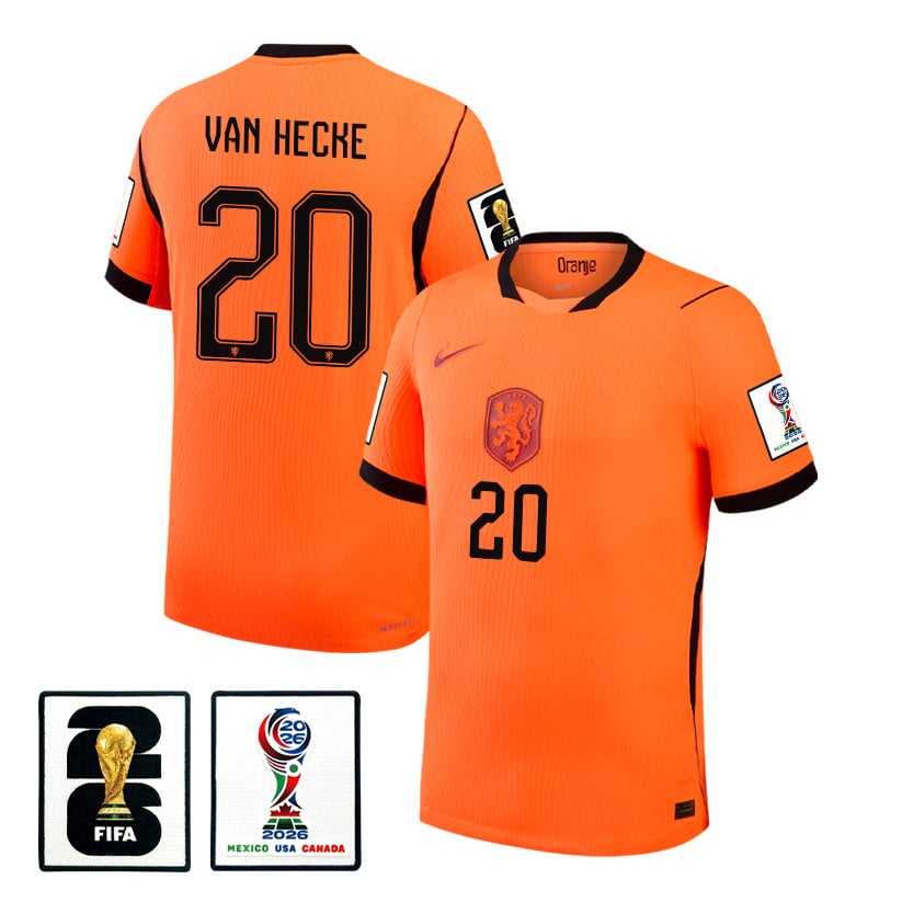 Jan Paul van Hecke 20 Netherlands National Team 2026 x World Cup Patch Home Jersey - Orange, Men