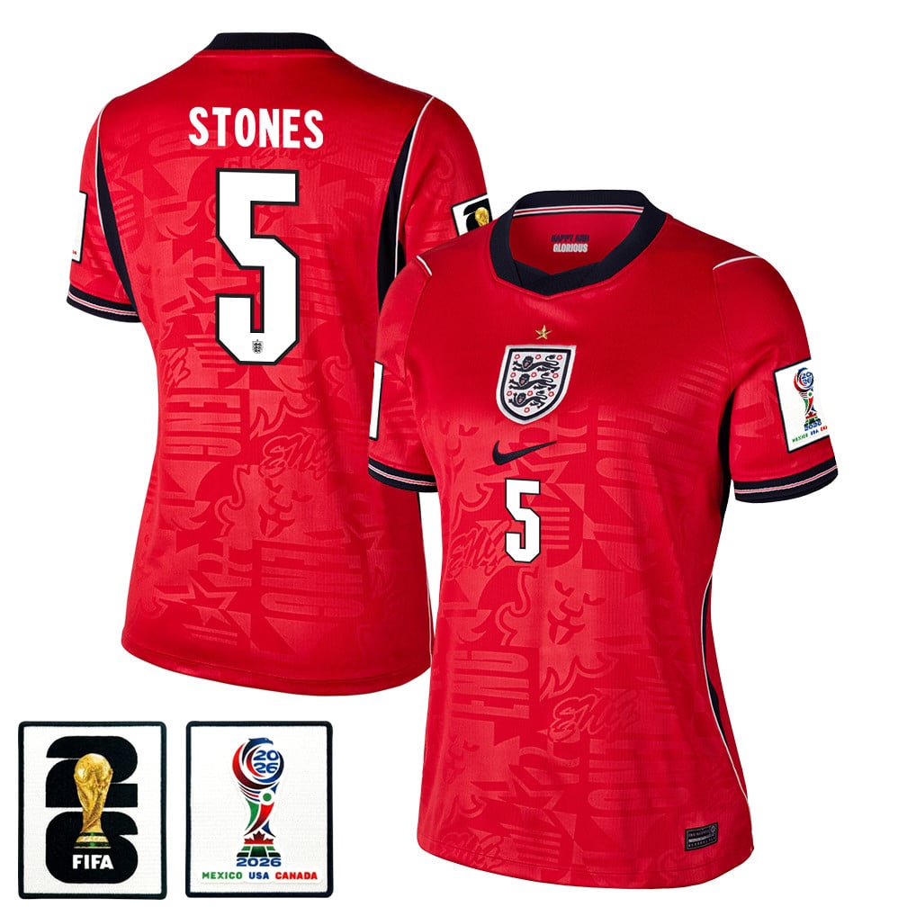 John Stones 5 Women's England National Team 2026 Away Jersey - Red