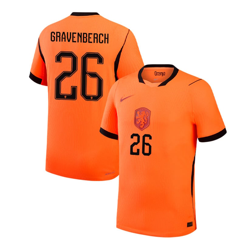 Ryan Gravenberch 26 Netherlands National Team 2026 Home Jersey - Orange, Men