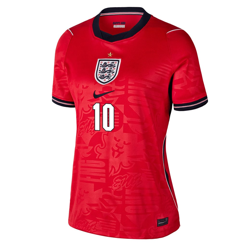 Jude Bellingham 10 Women's England National Team 2026 Away Jersey - Red
