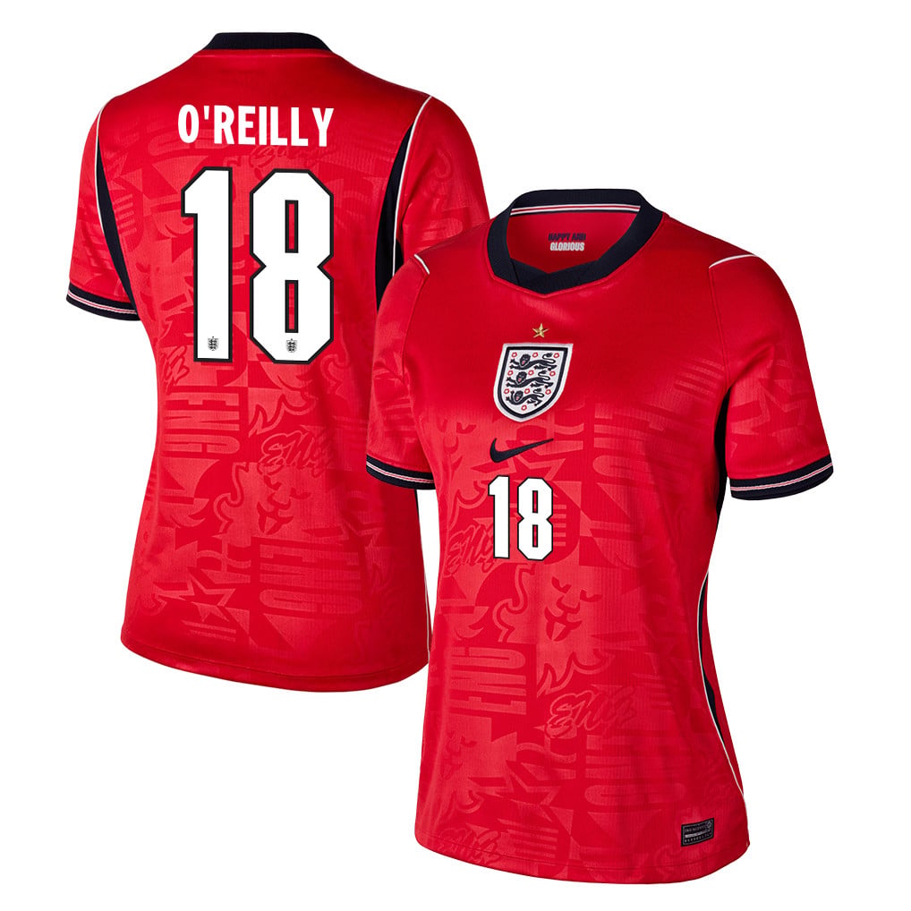 Nico O'Reilly 18 Women's England National Team 2026 Away Jersey - Red
