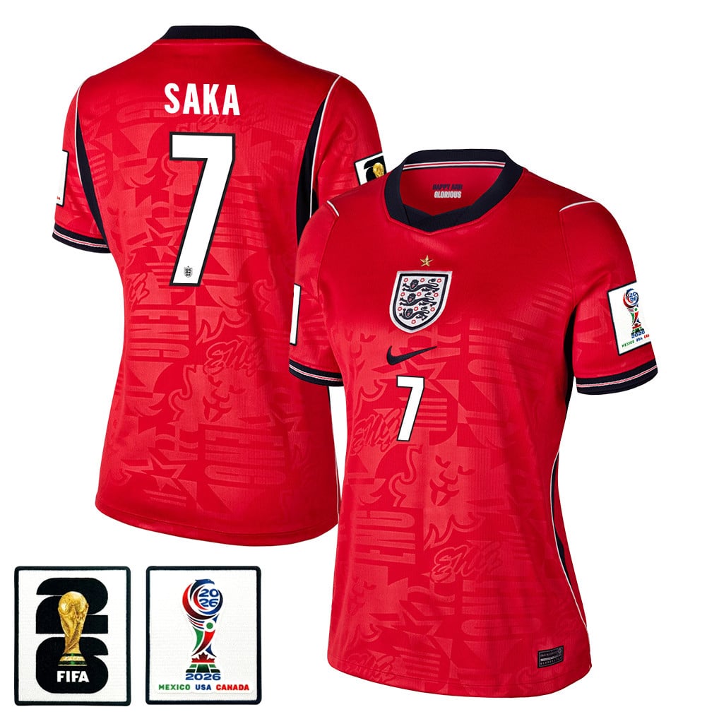 Bukayo Saka 7 Women's England National Team 2026 Away Jersey - Red