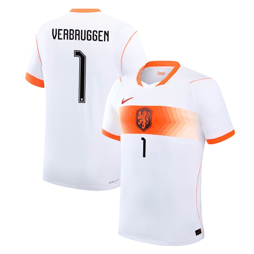 Bart Verbruggen 1 Netherlands National Team 2026 Away Jersey - White, Men