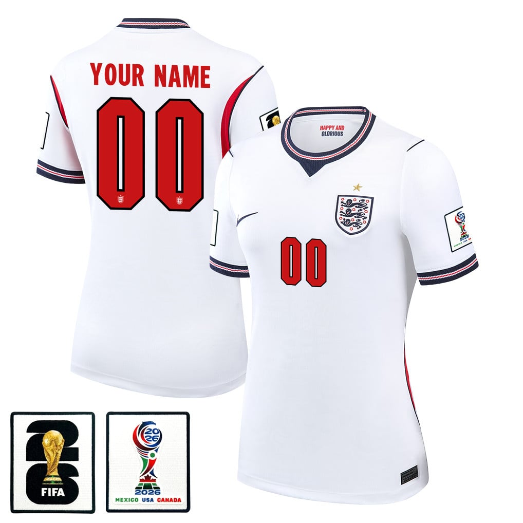 England National Team 2026 Women's Home Jersey - Personalized - White