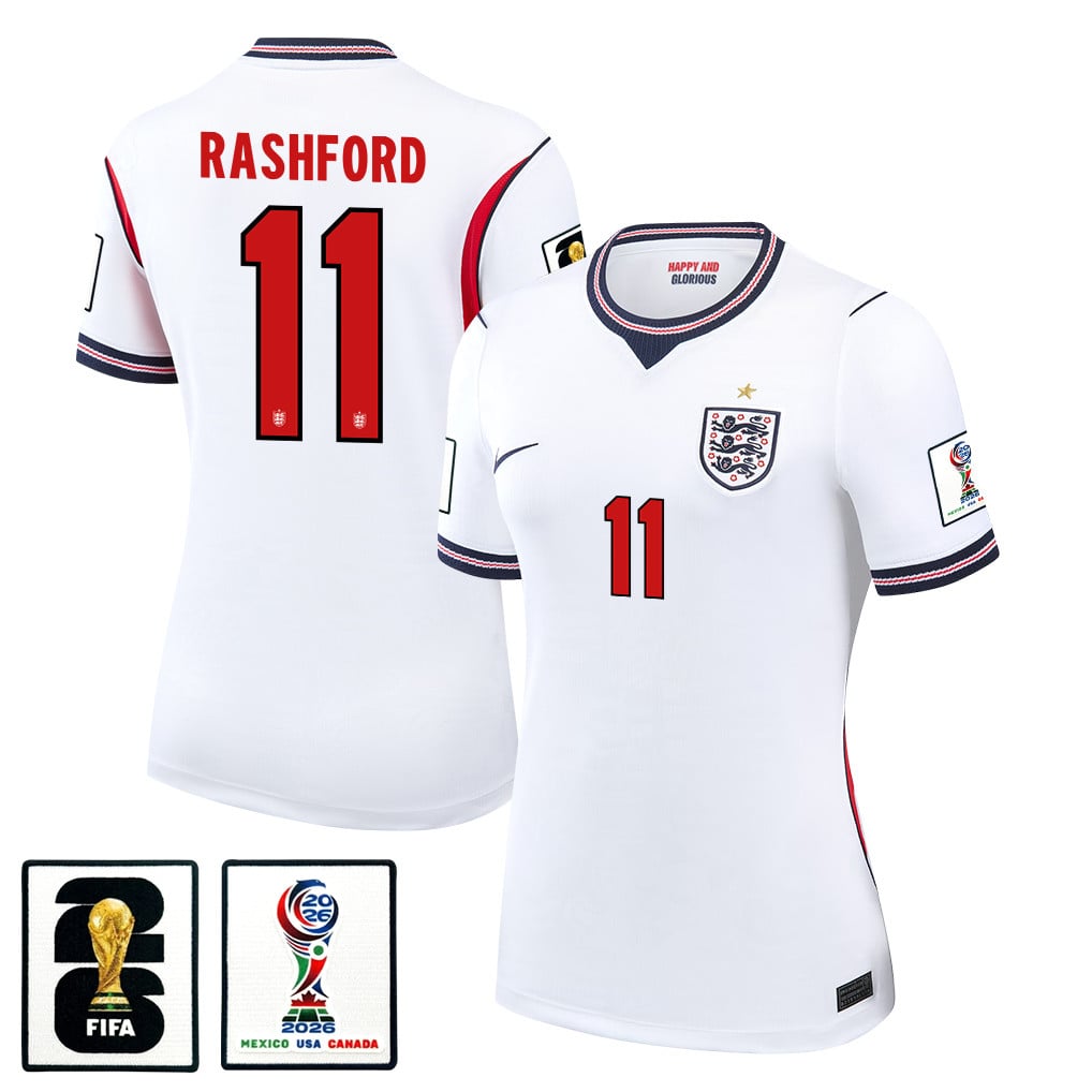 Marcus Rashford 11 Women's England National Team 2026 Home Jersey - White