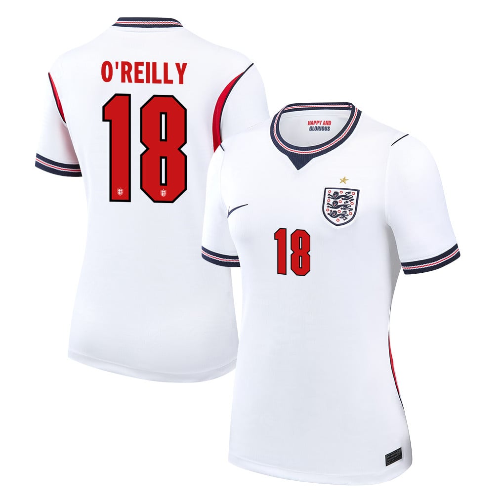 Nico O'Reilly 18 Women's England National Team 2026 Home Jersey - White