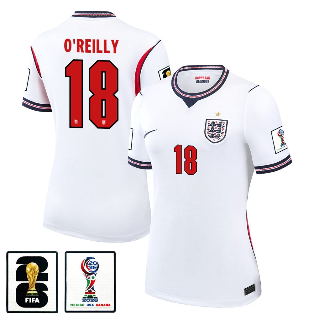 Nico O'Reilly 18 Women's England National Team 2026 Home Jersey - White