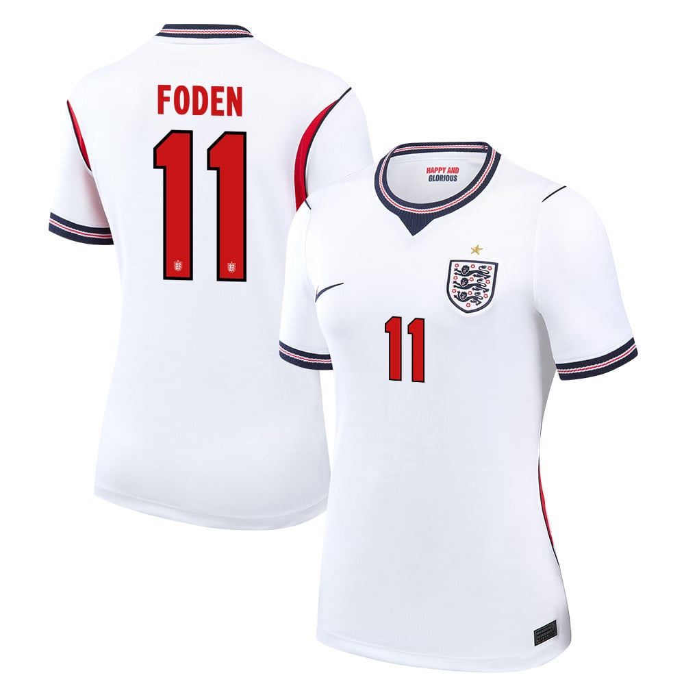Phil Foden 11 Women's England National Team 2026 Home Jersey - White