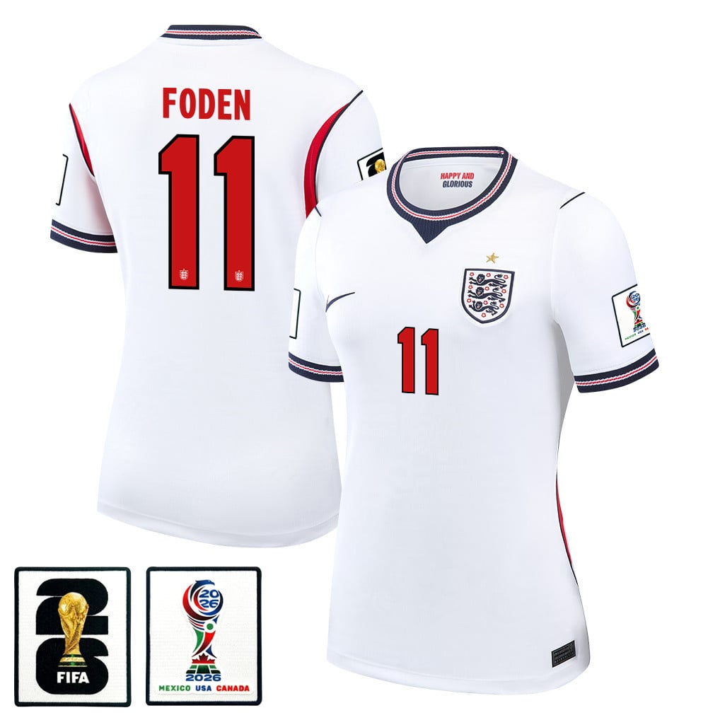 Phil Foden 11 Women's England National Team 2026 Home Jersey - White