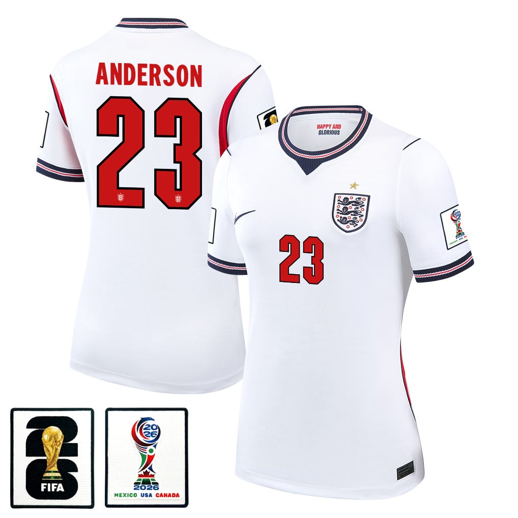 Elliot Anderson 23 Women's England National Team 2026 Home Jersey - White