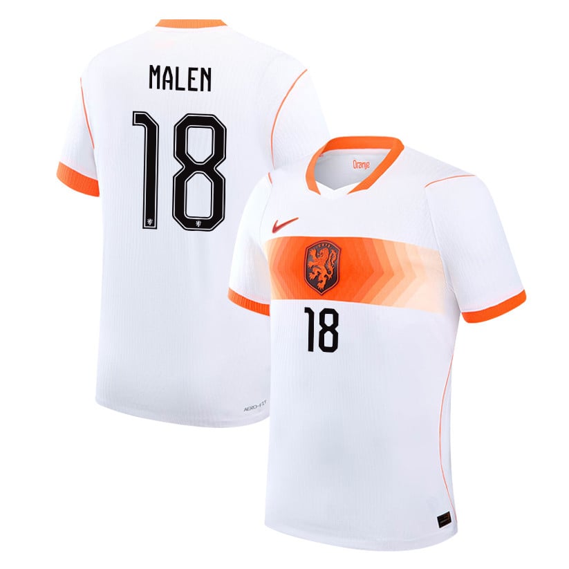 Donyell Malen 18 Netherlands National Team 2026 Away Jersey - White, Men