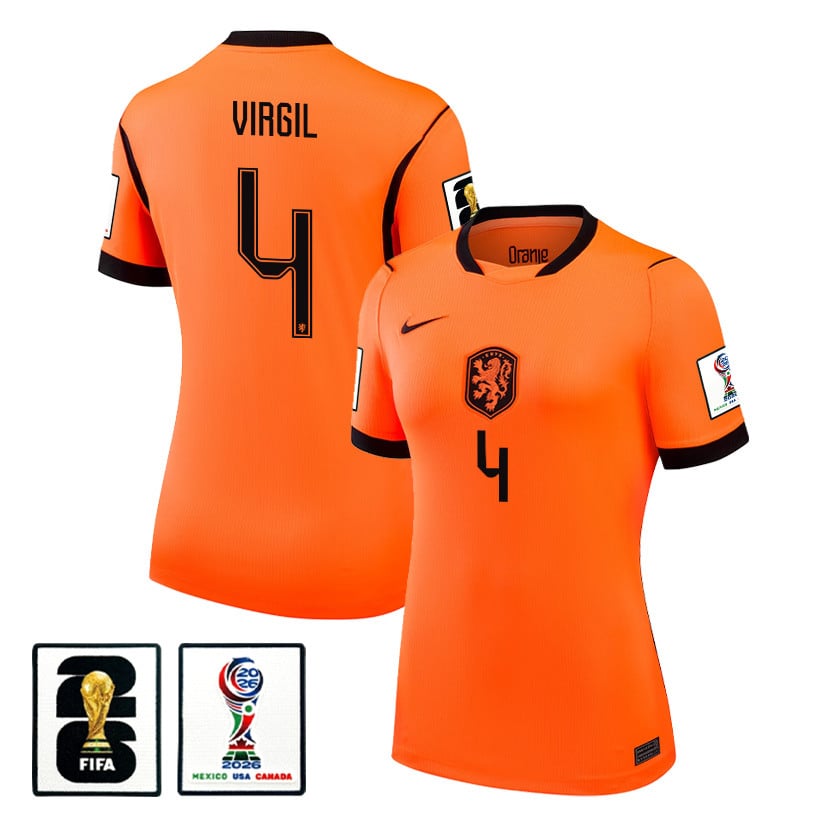 Virgil van Dijk 4 Women's Netherlands National Team 2026 Home Jersey - Orange