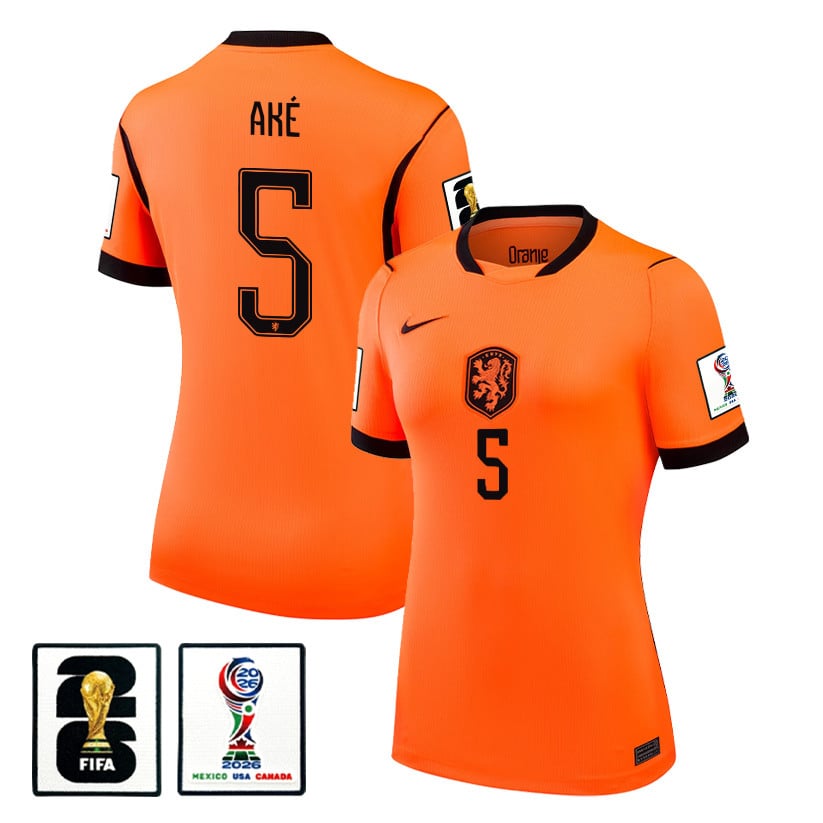Nathan Aké 5 Women's Netherlands National Team 2026 Home Jersey - Orange