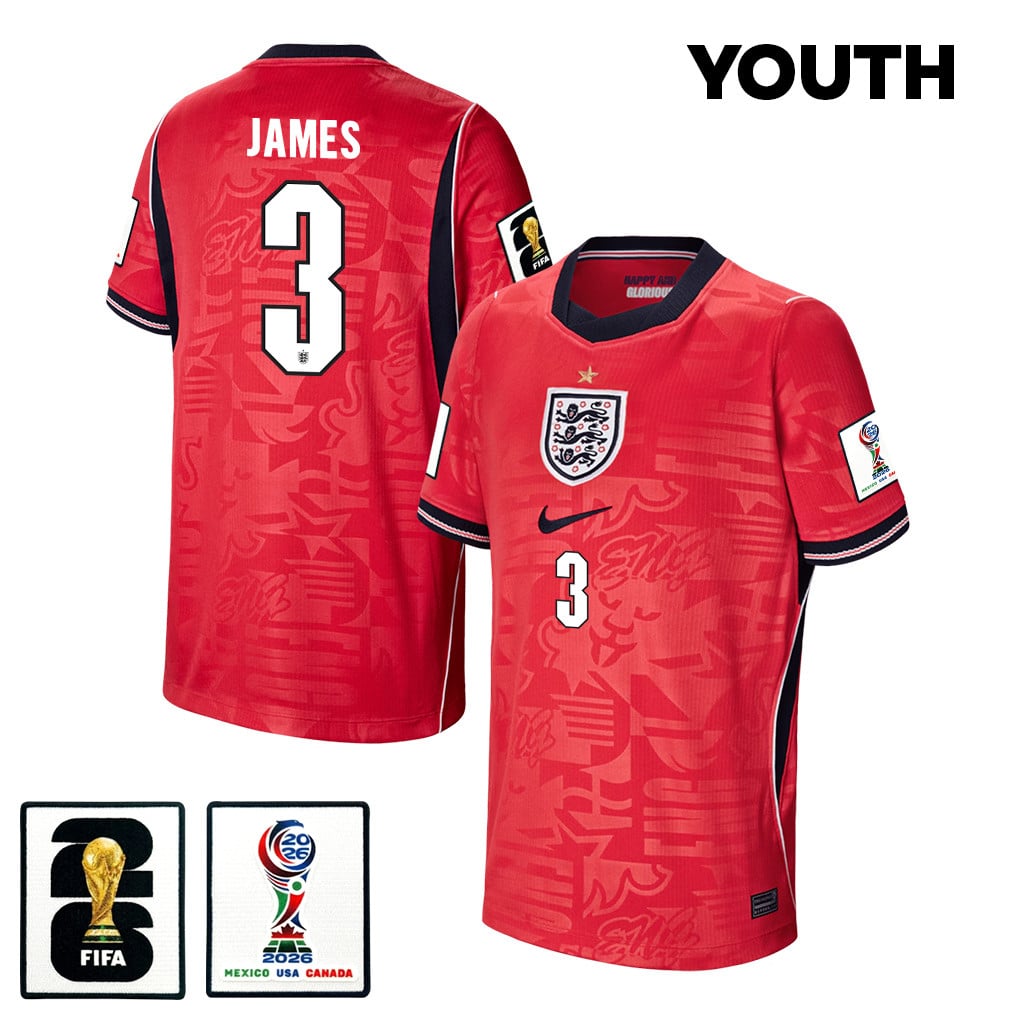 Reece James 3 Youth England National Team 2026 Away Jersey - Red