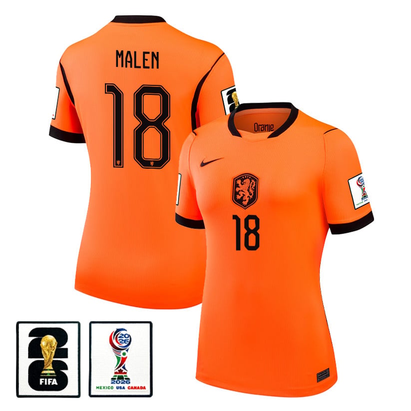Donyell Malen 18 Women's Netherlands National Team 2026 Home Jersey - Orange