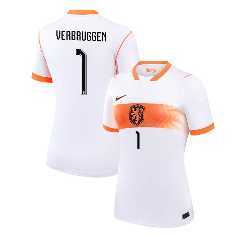 Bart Verbruggen 1 Women's Netherlands National Team 2026 Away Jersey - White